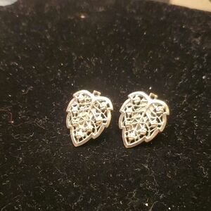 Elegant Vintage 1930's Silver Tone Leaf Clip On Earrings